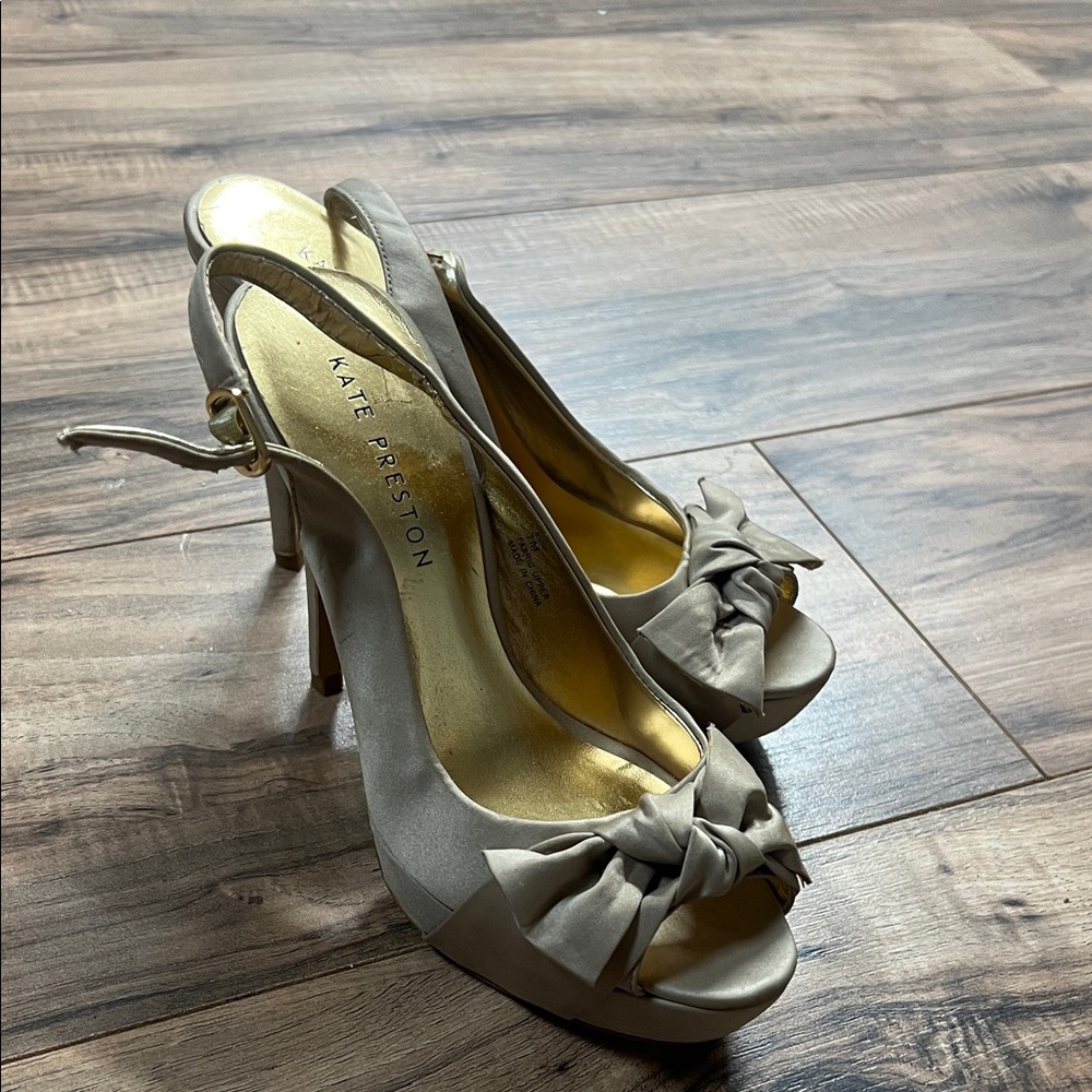 Kate Preston Taupe Slingback Heels